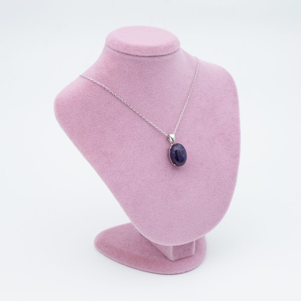 Lapis Lazuli Doğaltaş 925 Gümüş Ayar Gümüş Kolye
