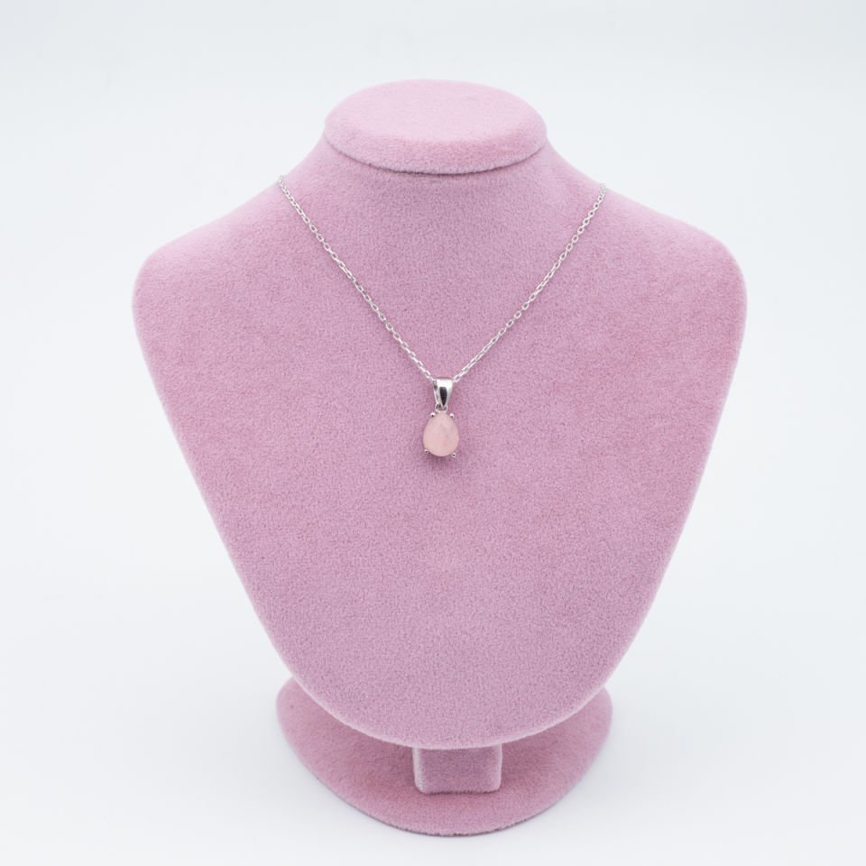 Pembe Kuvars 925 Gümüş Ayar Gümüş Kolye