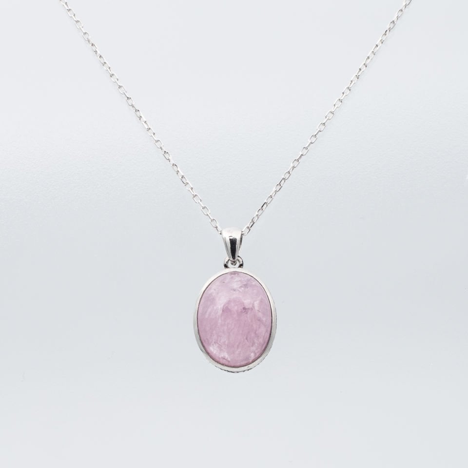 Pembe Kuvars 925 Gümüş Ayar Gümüş Kolye