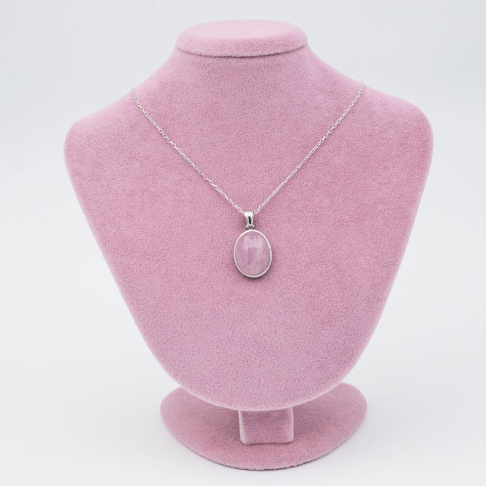 Pembe Kuvars 925 Gümüş Ayar Gümüş Kolye