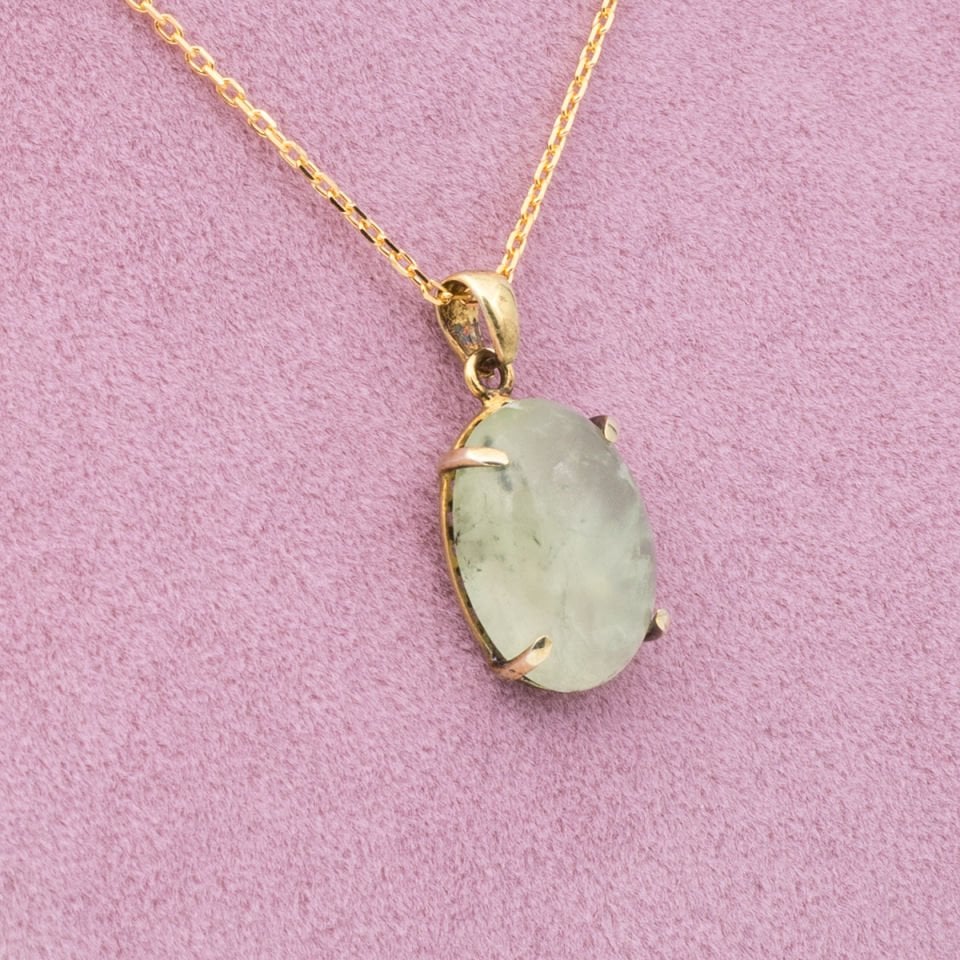 Prehnite 925 Gümüş Ayar Gümüş Kolye