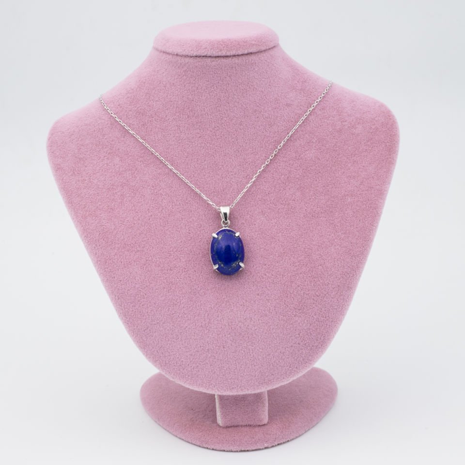 Lapis Lazuli Doğaltaş 925 Gümüş Ayar Gümüş Kolye