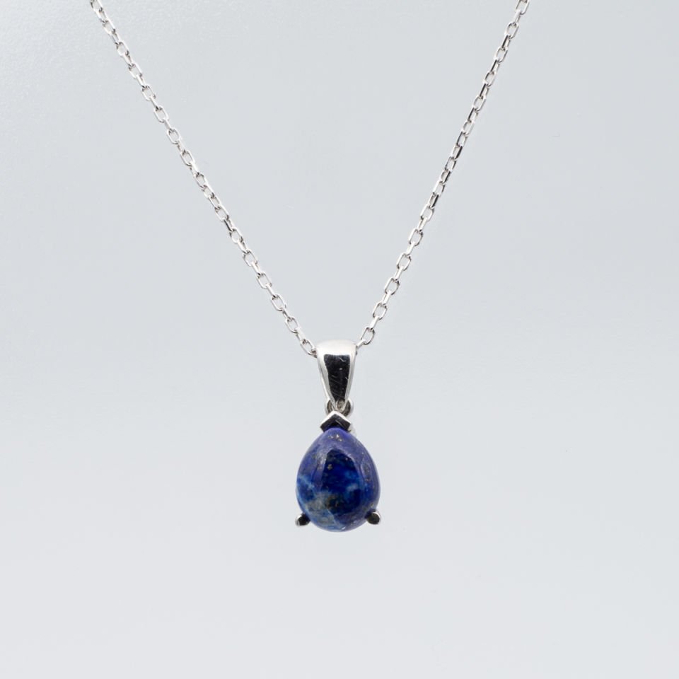 Lapis Lazuli Doğaltaş 925 Gümüş Ayar Gümüş Kolye
