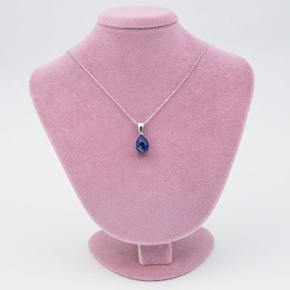 Lapis Lazuli Doğaltaş 925 Gümüş Ayar Gümüş Kolye