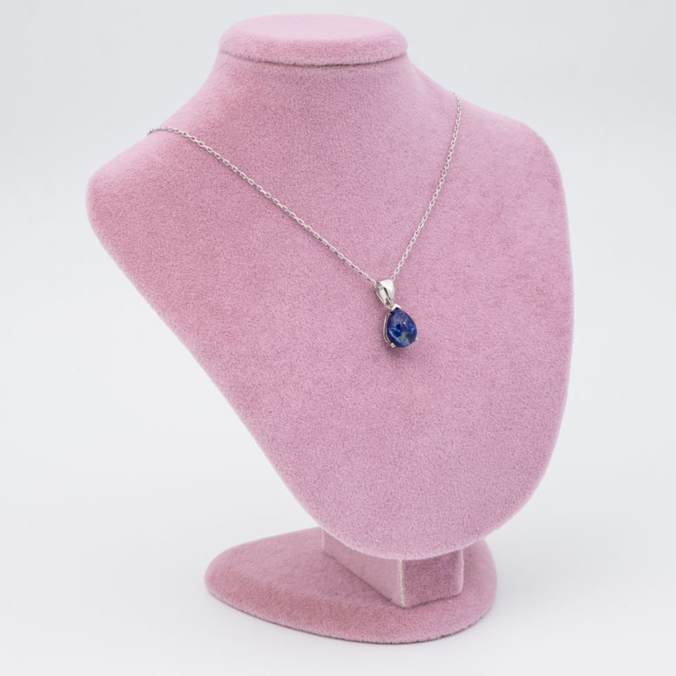 Lapis Lazuli Doğaltaş 925 Gümüş Ayar Gümüş Kolye