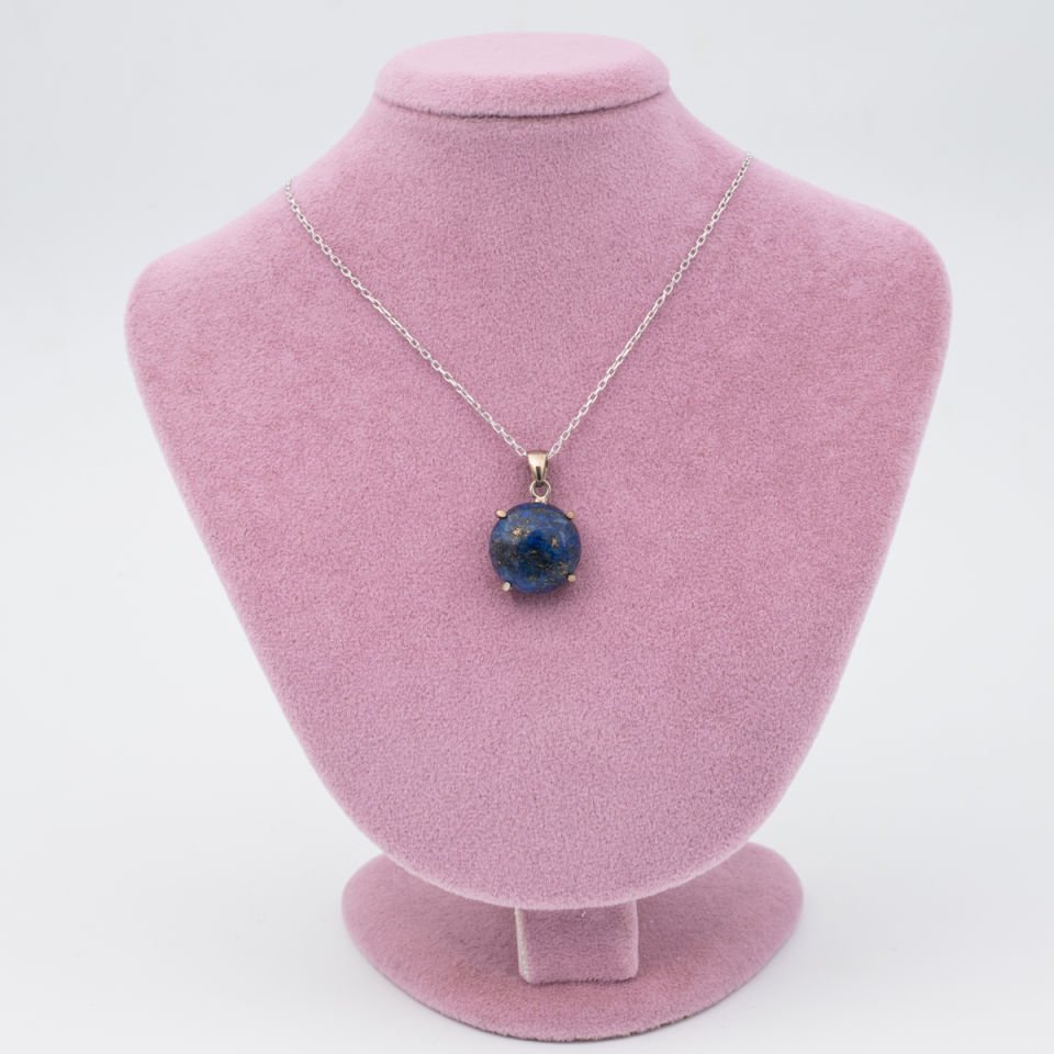 Lapis Lazuli Doğaltaş 925 Gümüş Ayar Gümüş Kolye