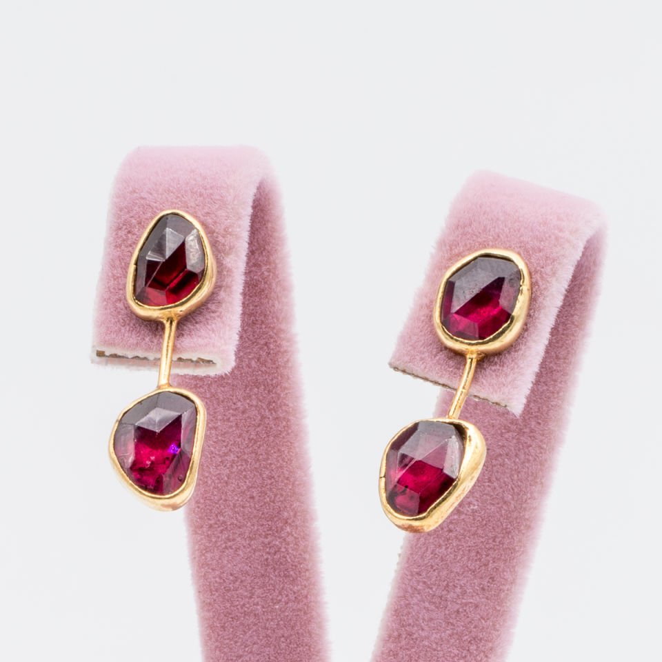 Garnet Lal 925 Ayar Gümüş Küpe