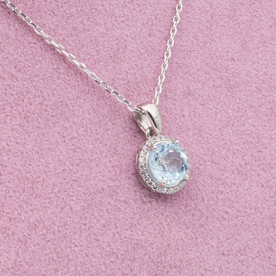 Topaz Doğaltaş 925 Gümüş Ayar Gümüş Kolye