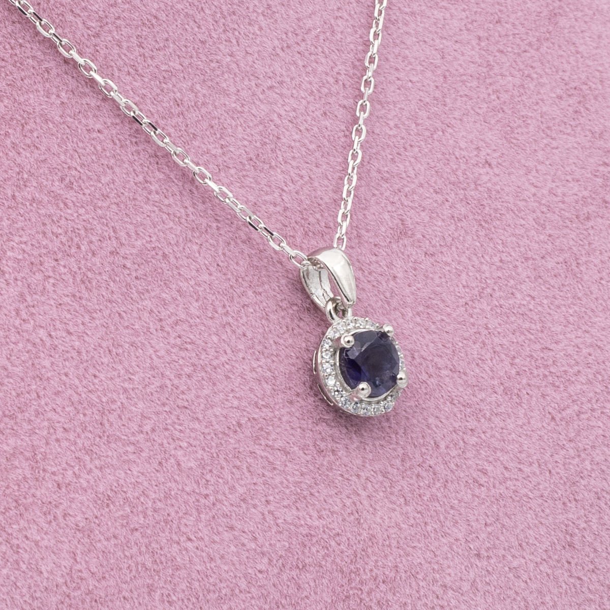 Safir  Doğaltaş 925 Gümüş Ayar Gümüş Kolye