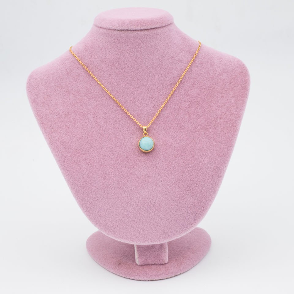 Larimar Doğaltaş 925 Gümüş Ayar Gümüş Kolye