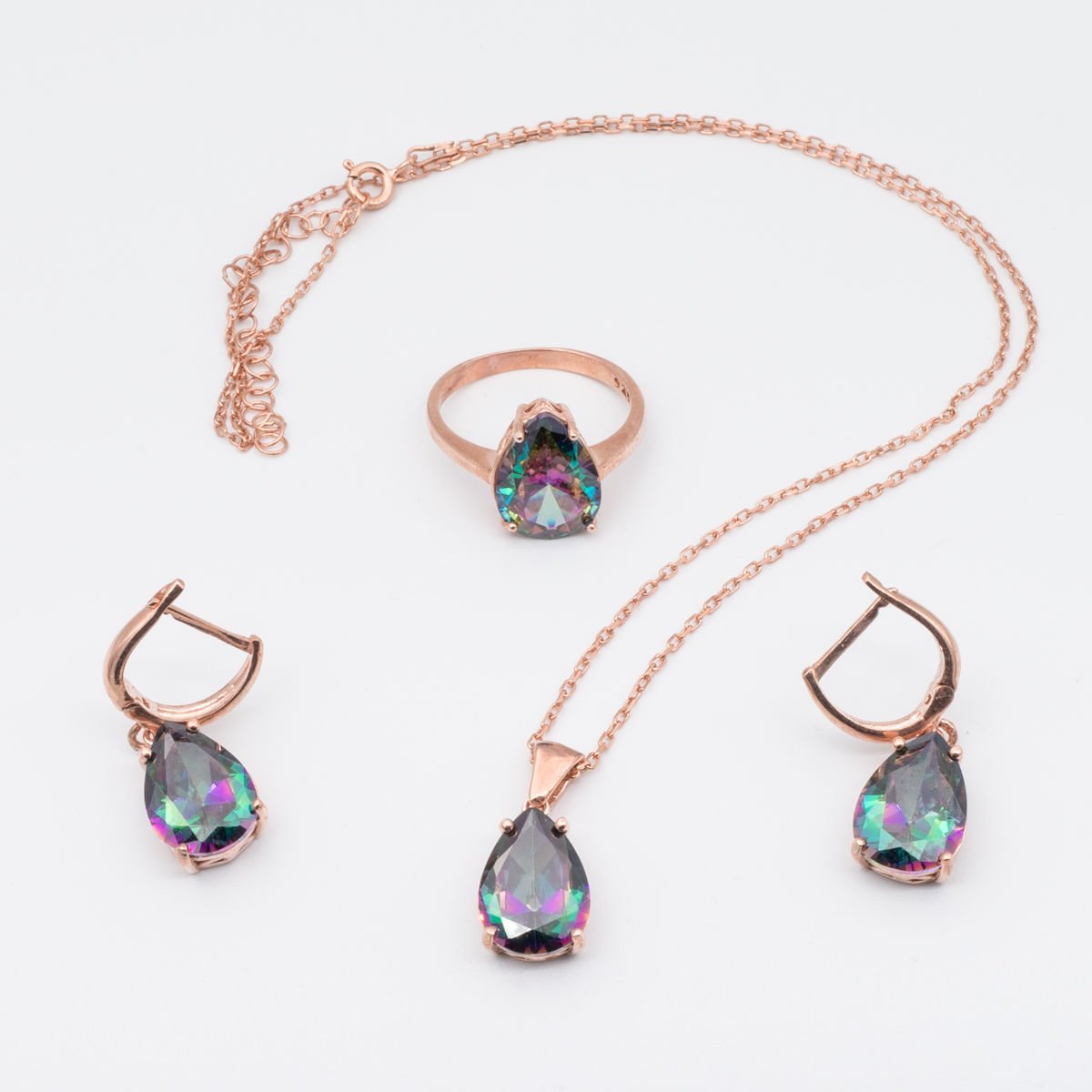 Mistik Topaz 925 Ayar Gümüş Set