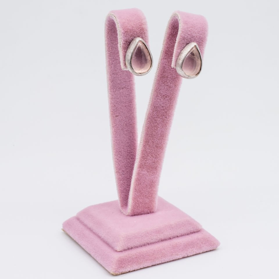 Pembe Kuvars 925 Ayar Gümüş Küpe
