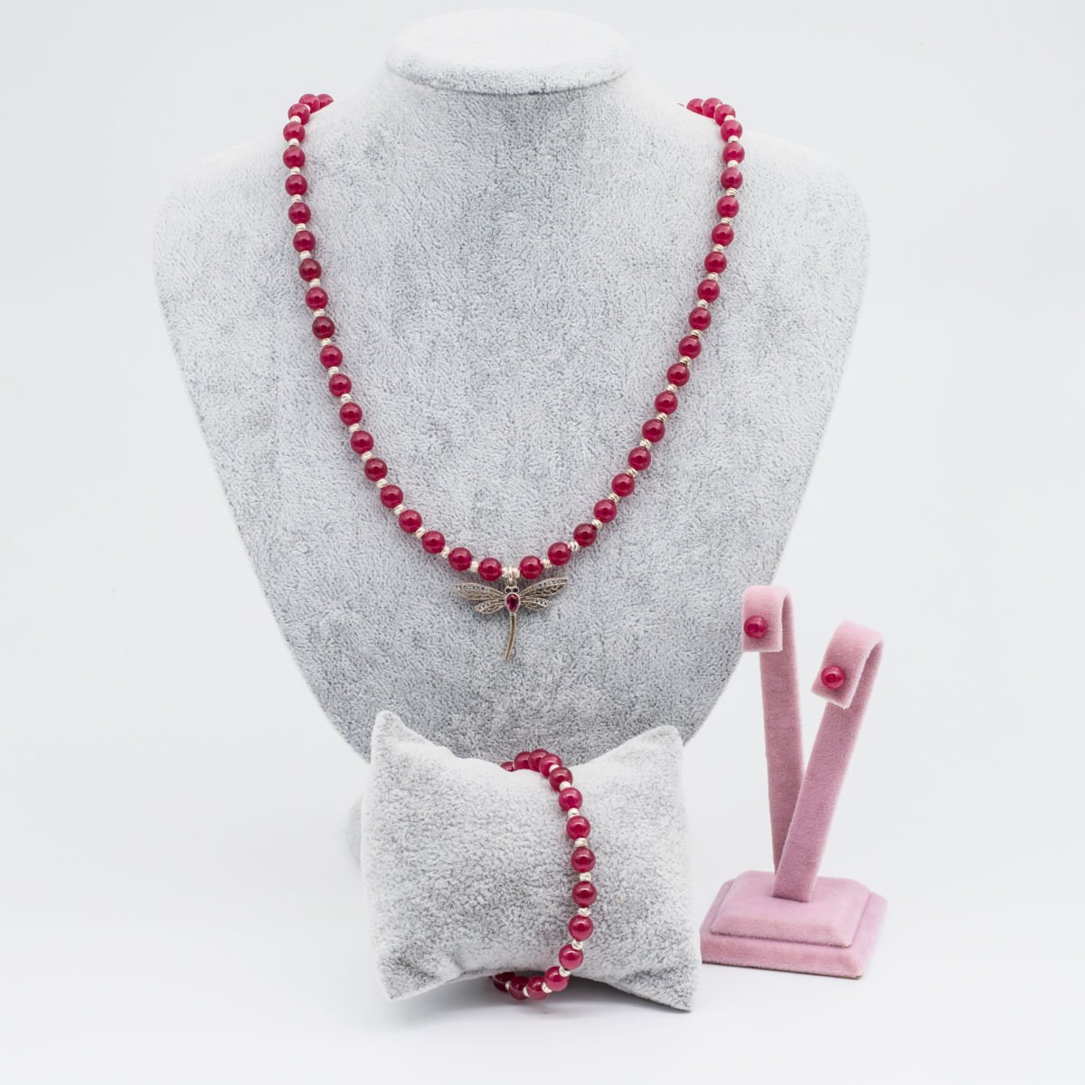 Yakut 925 Ayar Gümüş Set