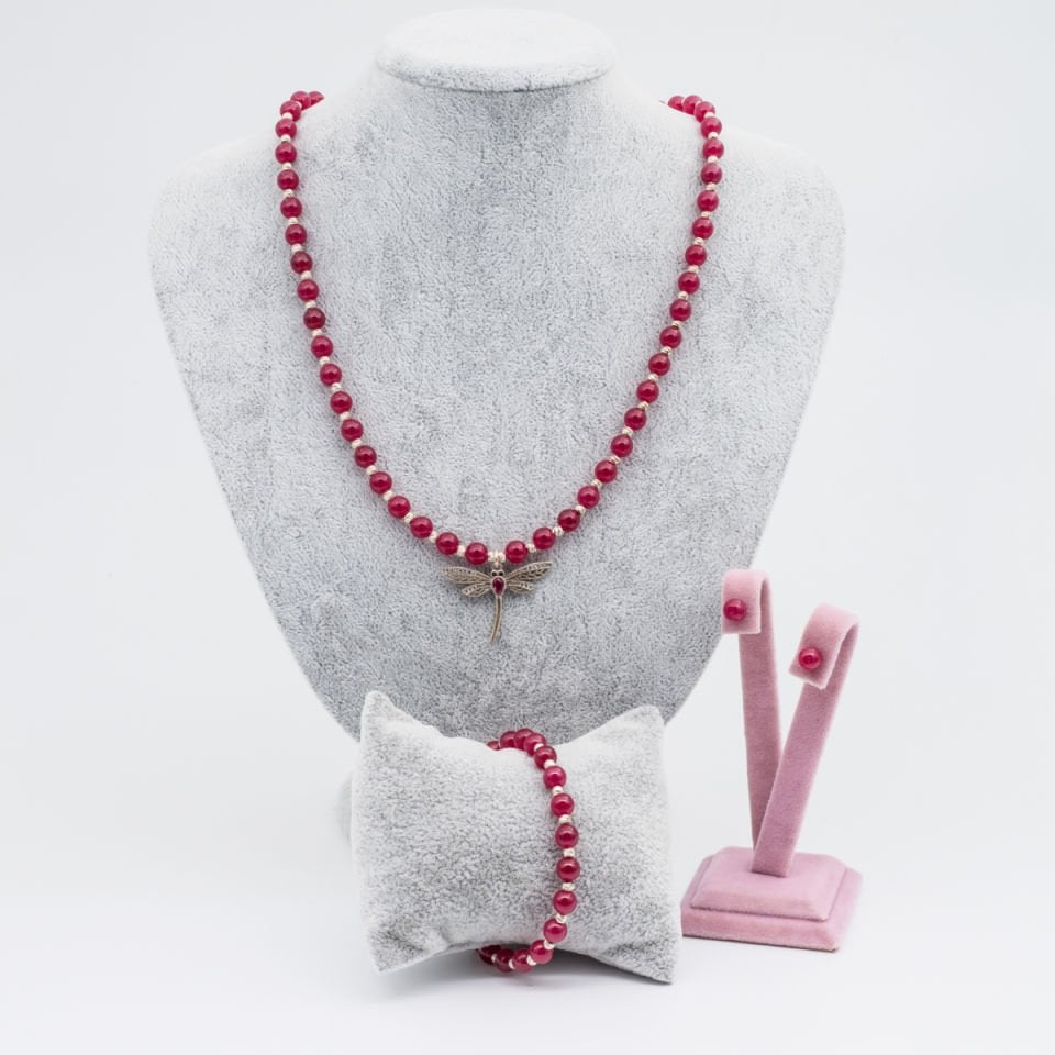 Yakut 925 Ayar Gümüş Set