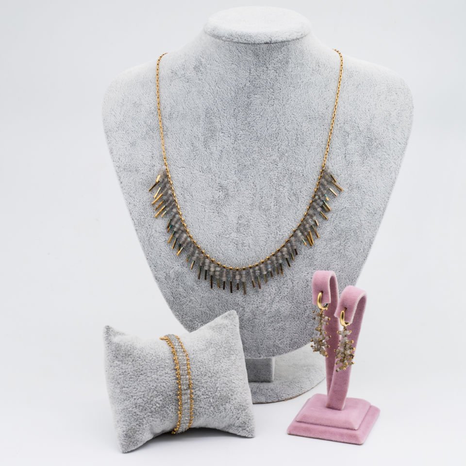 Labradorit 925 Ayar Gümüş Set