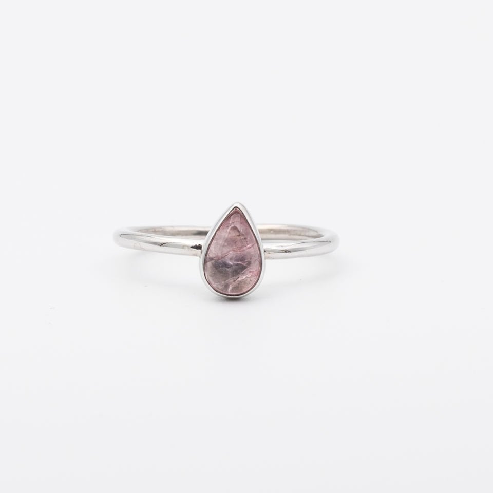 Pembe Kuvars 925 Ayar Gümüş Yüzük