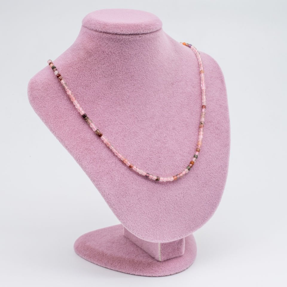 Pembe Kuvars 925 Ayar Gümüş Dizi Kolye