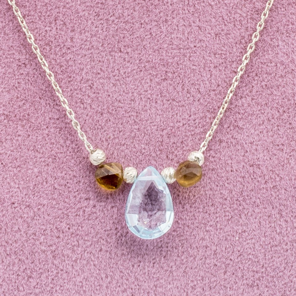Topaz Turmalin 925 Ayar Gümüş Dizi Kolye